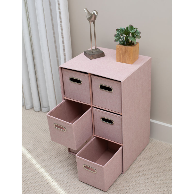 Inbox Zero Blush Linen Cube Organizer Shelf With 6 Storage Bins